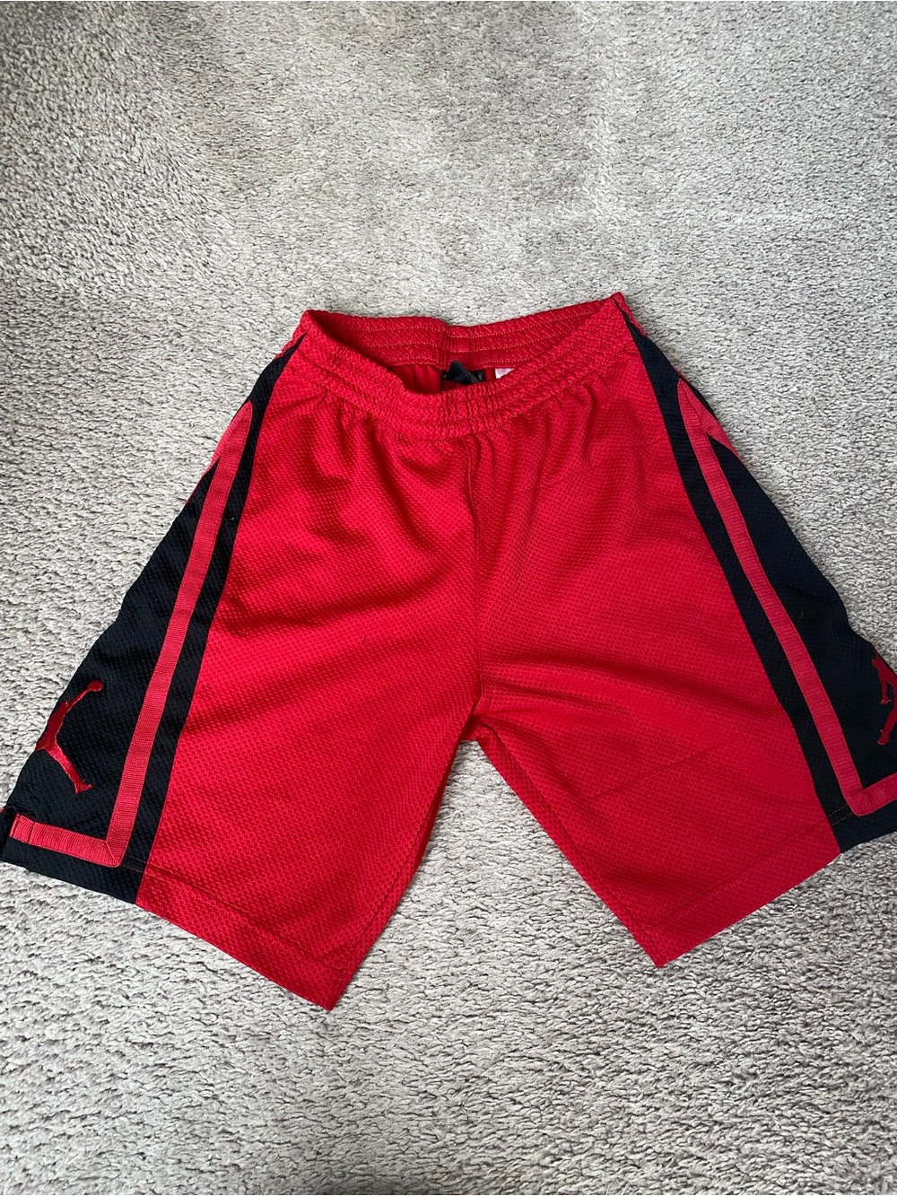 Jordan Red and Black Boys Athletic Mesh Basketball Shorts